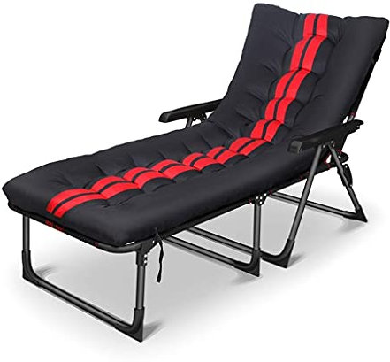 Klappbarer Chaiselongue für den Außenbereich, mit verstellbarer Rückenlehne und Kissen, Terrasse, Sonnenliege für Garten, Strand, 64 cm breit
