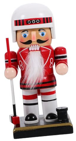 OKUMEYR Christmas Nutcracker Christmas Desktop Nutcracker Hockey Figures Puppet Toy Festival Xmas Walnut Soldier Kid Soldier Red Wood