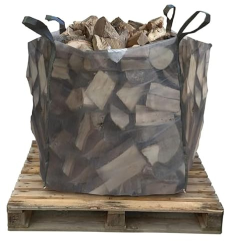 Big K Products British FSC Approved Kiln Dried Hardwood Logs in a 300kg Bulk Bag For Heating Your Home LGBULKKD-AMZ-1PK, For Wood Burners, Stoves & Fireplaces - Single, 300kg Bulk Bag