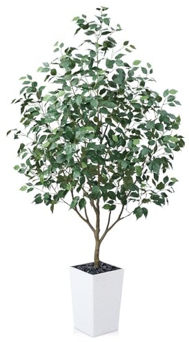 Verinatural Artificial Ficus Tree Indoor 180cm Faux Potted Plant - UV Resistant 1095 Silk Leaves Adjustable Branches - Large Tall Fake Tree for Home Decor Office Corner Indoors Outdoor Decorative