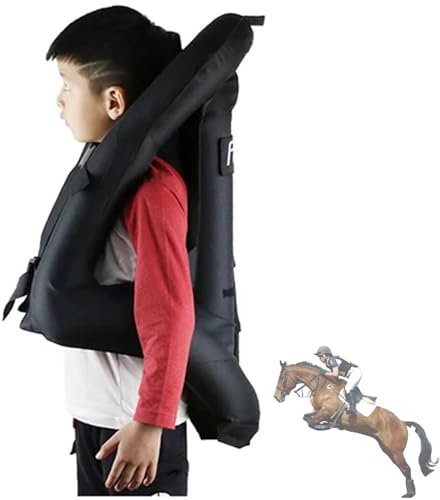 Heerben Reiten Airbag Weste für Kinder, Wiederverwendbare justierbare Reitclub Reiten Training Schutzausrüstung 4 Jahreszeiten (L,Schwarz)