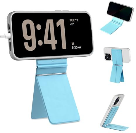 Hualele for Magsafe Wallet with Phone Tripod Stand, Magnetic Phone Wallet Stand Adjustable Leather Magnetic Card Holder Invisible Selfie Stick Tripod for iPhone 16/15/14/13/12 Series, Blue