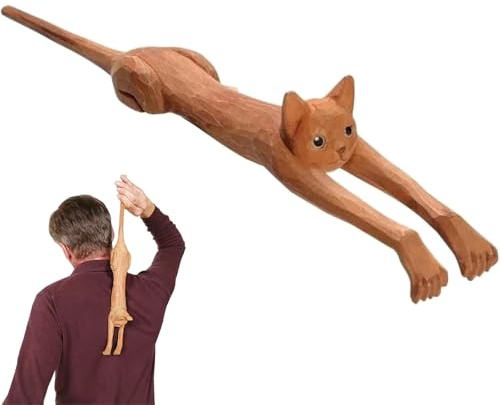 Rascador de espalda en forma de gato, masajeador de espalda de mano de madera con mango largo, divertido rascador de espalda de pata de gato para aliviar la picazón, regalo para los amantes de los