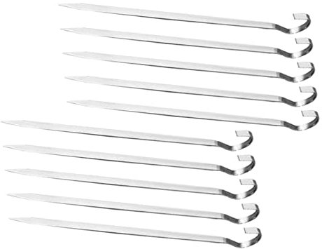 Milisten 10 Pièces Brochettes de Viande Acier Inoxydable Crochets à Griller Pratiques pour Bbq pour Viande et Légumes Accessoires de Cuisine pour Événements Plein Air