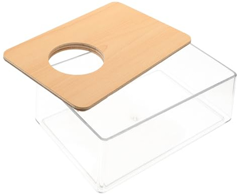 WOONEKY Hamster Sandbad Box Transparente Badewanne für Kleine Haustiere für Hamster Chinchillas Mäuse Holzabdeckung mit Multifunktional für Sandbäder und Spielmöglichkeiten