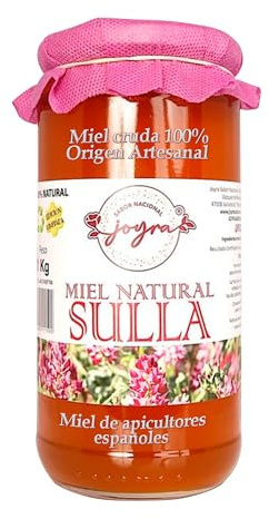 Miel Cruda de Sulla 1 Kg, 100% Pura de Abeja, Natural sin Pasteurizar | Origen español, sabor suave y delicado; sin aditivos, conserva polen, enzimas y antioxidantes