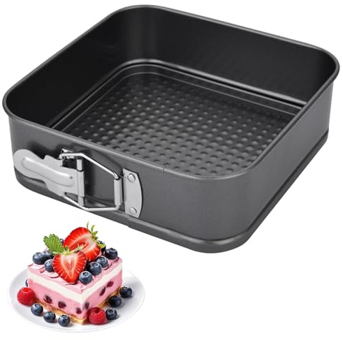 IVEOPPE Springform 24cm Quadrat Backform - Kuchenform mit Antihaftbeschichtung, Backformen, Tortenform, Kuchenformen für Kuchen Backen