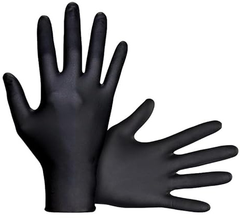 Guanti monouso in nitrile nero da 10-100 pezzi, senza lattice, in polvere, for la pulizia della cucina di casa, preparazione degli alimenti e l'uso in bagno, alta qualità(10pcs,XL)