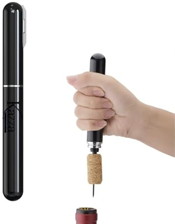KAZZA Tire-Bouchon Pompe à Air 2-en-1, Ouvre Bouteille à Pression d'air avec Coupe Capsule, Portable et Sans Effort, Idéal pour la Maison, Restaurant, Fête ou Cadeaux pour les Amateurs de Vin (NOIR)