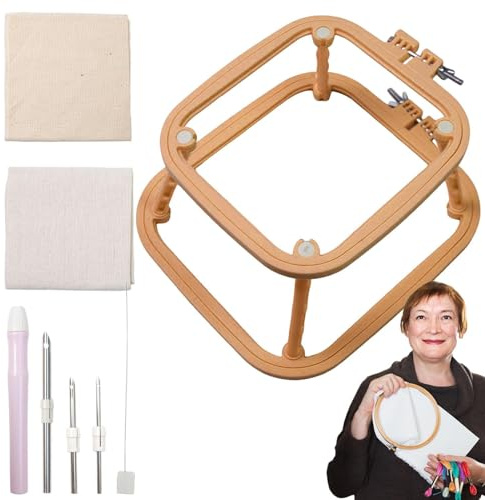 Broderiram – broderi hållare nål, punch nål ram | nybörjare set lösning för sömnad broderi nål handarbete hobby gör-det-själv konst design textil hantverk broderiram S