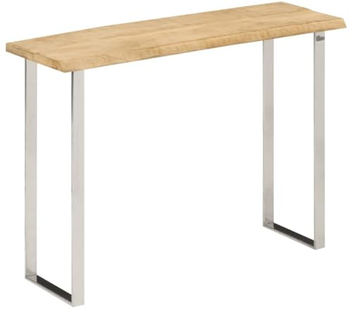 Frdhee Mesa de centro, mesa de sofá estrecha, mesa auxiliar, mesa consola con borde de árbol, 105 x 33 x 76 cm, madera maciza de mango, mesa auxiliar estrecha para salón, dormitorio, pasillo