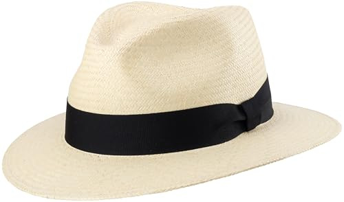 SCIPPIS Santiago Original Panama Hut – Handgeflochtener Fedora Sommerhut aus 100% Paja Toquilla – Leichter Sonnenhut mit Ripsband – Herren & Damen