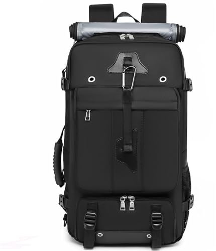 JIABAOZ Großer Reiserucksack 60L/80L, 2-In-1 Umwandelbarer Rucksack Für Damen & Herren, Wasserdicht, Mit Schuhfach & Laptopfach, Für Reisen, Wandern & Arbeit (Schwarz,53 x 30 x 17 cm (60 l))