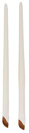 Semme 2 Pcs Slanted Eyeliner Brush Thin Soft Fiber Hair Sickle Shape Precise Makeup Brush with Thickened Aluminum Tube for Drawing Eyeliner and Lying Silkworm