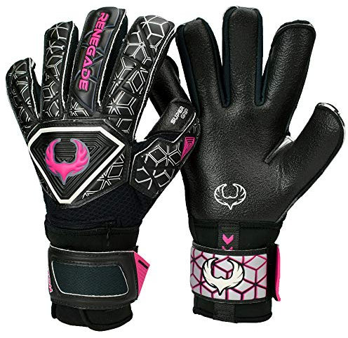 Renegade GK Triton Frenzy Torwarthandschuhe Pro Finger Schutz | 3.5+3mm Super XD Grip & 4mm Duratek | Schwarz & Rosa Torwart Handschuhe (Größe 5, Junge, Mädchens, Roll-Neg. Hybrid Cut, Level 2)