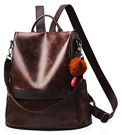 NICOLE & DORIS Mochila para damen, modisch, Kunstleder, Umhängetasche, wasserdicht, für Damen, großes Fassungsvermögen, Café 2, Large