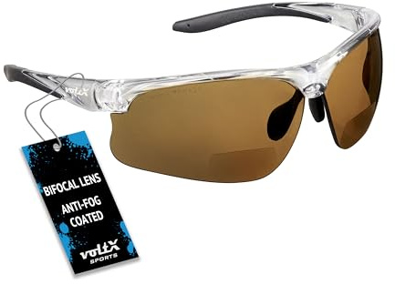 voltX CONSTRUCTOR ULTIMATE Bifokale Schutzbrille mit Lesehilfe (Transparenter rahmen, gold verspiegelte Gläser +1,0 Dioptrien)