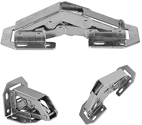 10PCS Cabinet Hinges, 90 Degree 3 Inch Stainless Steel Soft Closing Door Hinge No-Drilling Hole Cabinet Hinge Bridge Shaped Spring Full Overlay Cupboard Hinges with Screws
