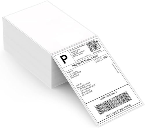 MUNBYN Versandaufkleber 4×6 DHL Etiketten (500 Stück 10.2 x 15.2 cm) Thermopapier Versandetiketten für MUNBYN, Phomemo, Polono Labeldrucker 4XL Wasserfester Etiketten Papier, BPA/BPS-frei