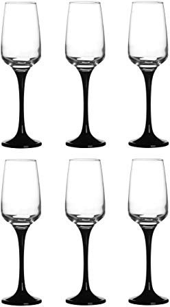 Champagne Flutes Black Stem Base Glasses 230ml Pack Of 6 Long Tall Coloured Stem Base Champagne Prosecco Sparkling Wine Glasses Tall Champagne Flutes