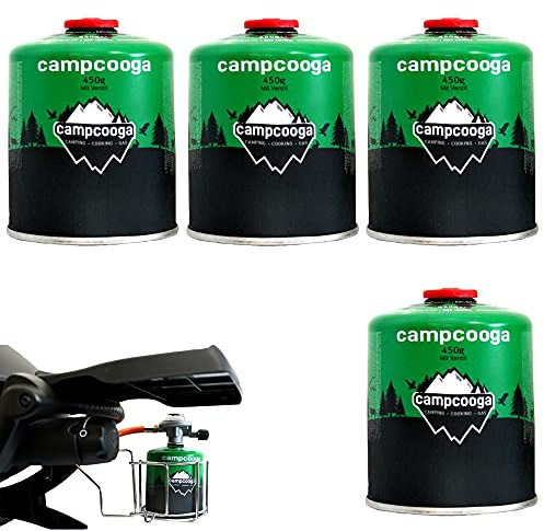 campcooga 4 x 450gr Butan Gaskartusche Schraubkartusche Ventil Camping Grill tragbar EN417 (4X 450gr Butangaskartusche)