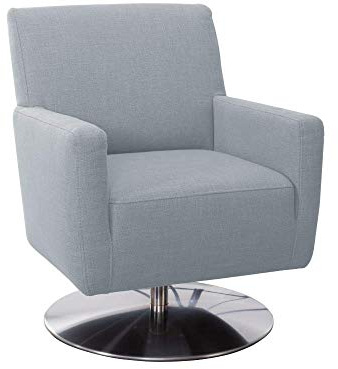 CAVADORE Drehsessel Barney mit Federkern / Drehbarer Armlehnensessel fürs Wohnzimmer / 68 x 84 x 71 / Strukturstoff, Hellblau