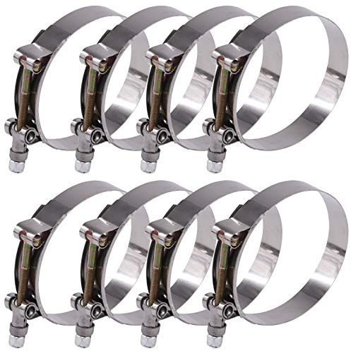 Glarks 8 Stück 86–94 mm Edelstahl-Schlauchschellen mit T-Bolzen für Turbo-Ansaugung, weiche Schlauchschellen