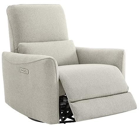 CHITA Power Recliner Chair Swivel Glider, FSC Certified Fabric Living Room Nursery Reclining Sofa Chair with Lumbar Support, Dove Grey