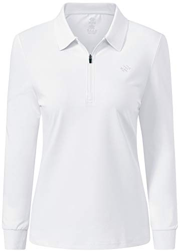 AjezMax Poloshirt Damen Golf Polohemd Langarm Baumwolle Sport Polo Wintershirts mit Reißverschluss