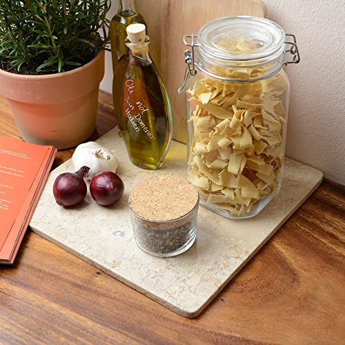 wohnfreuden Marmor Platte creme eckig 30 cm - Natur Stein Tablett flach Küchen Wohnzimmer Zubehör