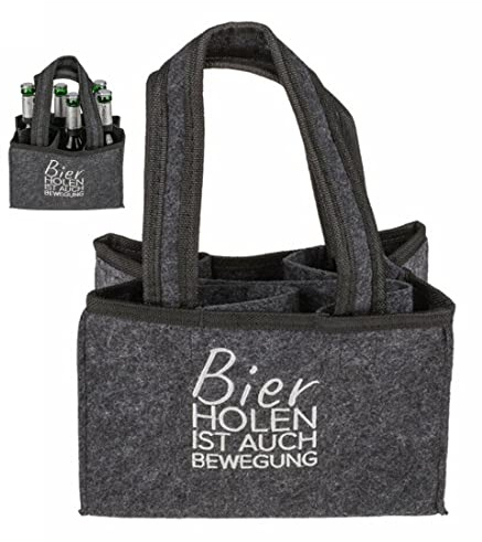 CBK-MS Herrenhandtasche - Bier holen ist auch Bewegung - Flaschentasche Männerhandtasche Flaschenträger für 6 Bier Flaschen Dosen