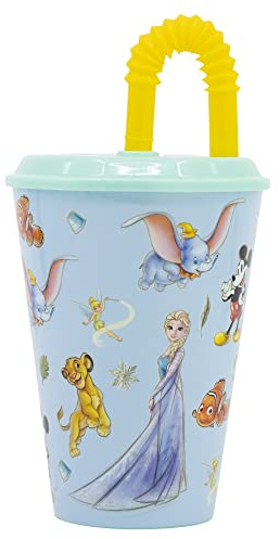 WIEDERVERWENDBARER KINDERBECHER MIT STROHHALM AUS BPA-FREIEM KUNSTSTOFF 430 ML | DISNEY 100