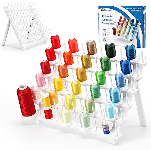 Sew Tech Thread Rack Pro, 2 Stück 60 Spulen Fadenständer Halter Spule Organizer für Fadenaufbewahrung, Flechten Haarregal für Haarflechten, tolles Näh- und Stickmaschinen-Zubehör