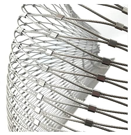 LXBAMKEA Red De Cuerda De Alambre De Acero Inoxidable, Alta Altitud Red Anticaída Flexible Malla De Cables, Ventana Balcon Red Antirrobo, Campo De Fútbol De Granja Malla De Jardín (Color : Silver, S