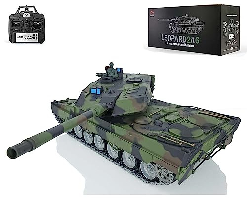 Wheelfun Erhältlich in den USA, RC Panzer 1:16 Leopard2A6 Panzer, Metallketten, Turm 360, BB Schießen, Infrarot Kampf, Rauchen, Erwachsene, männlich, RC Panzer