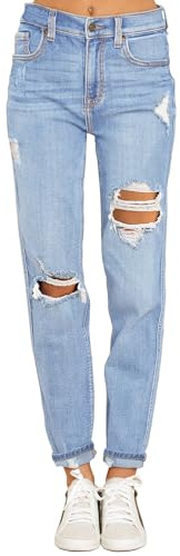 Roskiky Boyfriend Jeans Stretch Jeanshose Jeans Damen High Waist Ripped Jeans Distressed Mom Jeans Slim Denim Pants