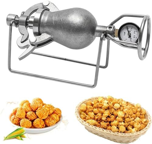 Bubinblau Mini machine à popcorn vintage avec manivelle manuelle, machine à popcorn en acier inoxydable 304, amplificateur de nourriture de riz de maïs, 110 ml