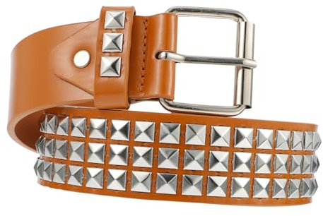 CALLARON Nietengürtel Pu Leder Modisch Verziert Mit Quadratischen Metallnieten Strapazierfähig Und Farbbeständig Unisex Hüftgürtel Für Alltag Party Und Shopping