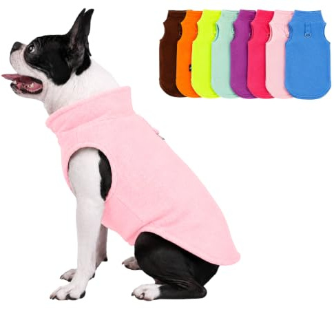 JACKO & CO Fleece-Weste mit Ring für die Leine – weich, leicht, atmungsaktiv für Welpen, kleine, mittelgroße Hunde, Kätzchen, Katzen, Chihuahua, warm für Herbst/Winter (Hellrosa, Größe L, 4,5-7,3 kg)