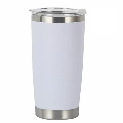 OTBEHUWJ Tasse Thermische Bierbecher Edelstahl Vakuum Isoliertes Becher Thermosmos Mit Deckel Kaffeetasse Wasserflasche-600 Ml (20Oz)-Weiss
