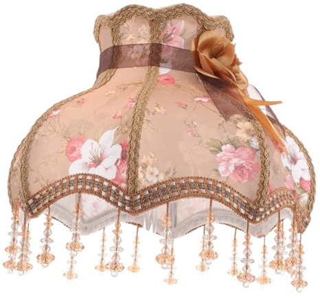 LIFKICH Retro Lampenschirm 70 Stück Jahre mit Vintage Spitze in Braun Eleganter Stofflampenschirm Komfortabel und Strapazierfähig für Home Decor im Europäischen Stil