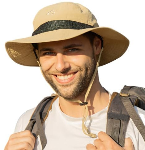 TOP-EX Sonnenhut für Herren mit breiter Krempe, M/L, UV-Schutz, Boonie-Bucket-Sonnenhut für Sommer, Strand, Golf, Wandern, Safari, Outdoor, Angeln, Garten, LSF 50, Khaki 56–59 cm