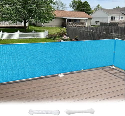 Balkon Sichtschutz Balkonabdeckung 70 x 340 cm Wind- Und Uv-Schutz Balkonsichtschutz für Terrasse mit Ösen, Kabelbinder für Balkongeländer, Terrasse, Blau