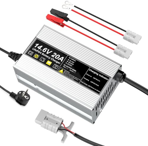 14,6V 20A LiFePO4 Ladegerät für 12V (12,8V) Lithium Eisenphosphat Batterieladegerät Schnellladung schützt den Akku