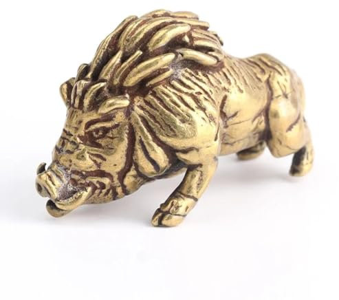 DUOLAIYUNSO Bronzestatuen im Vintage-Stil, Messing, Wildschwein, Vintage, simulierte Tierstatue, Metallfigur, Requisiten, Heimbüro, Schreibtischdekoration, Ornament, 5 x 3 cm