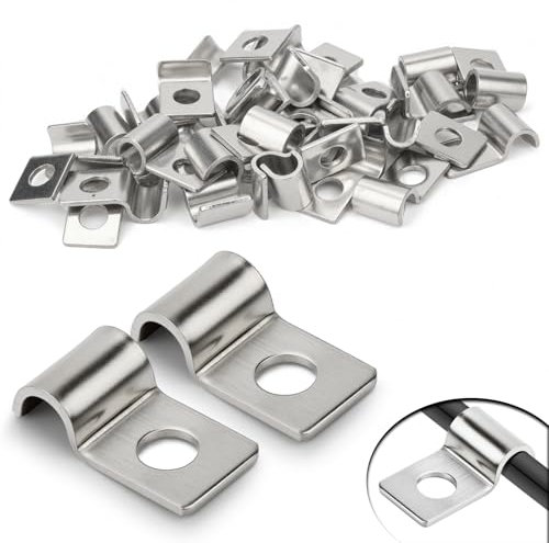 30 Pièces Fixation Grillage Rigide Sur Mur 5mm Attache Grillage Rigide Inoxydable Colliers de Serrage en U à Trou Unique Fixation Murale Grillage Rigide pour Ø 5-6mm Câble Tuyaux d'eau Installation