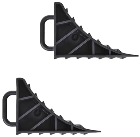 FUZVOL 2 Pcs Wheel Chocks Heavy Duty Parking Block Set with Handle Portable Caravan Chocks Tyre Saver Brake Stoppers Non Slip Ridged Wedges for Car Motorbike Trailer