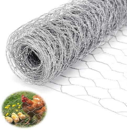 Lociban Maschendrahtzaun, 0.4 m x 10 m Kaninchendraht, Hasendraht, Maschendraht Verzinkt, Hühnerdrahtzaun, Sechseckgeflecht Schneidbar für Tiergehege, Gartenzaun, Kunsthandwerk, Heimdekoration