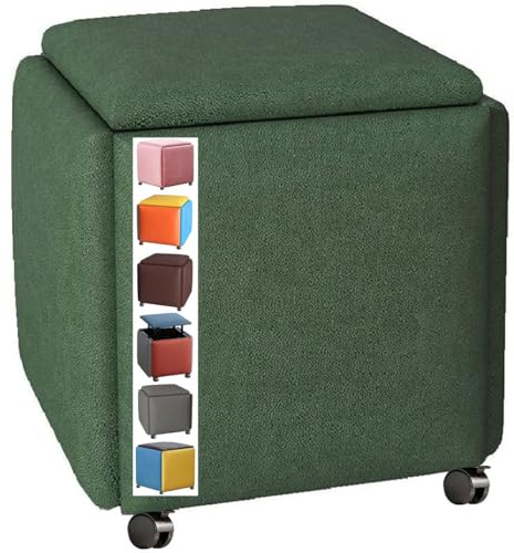 Taburete apilable para sofá, sillón, cubo, 5 en 1, combinación de asiento, taburete, taburete tapizado, baúl, banco para zapatos, taburete con ruedas, reposapiés, otomanas, sofá creativo con forma de