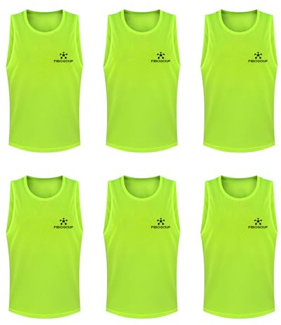 FIBOGOUP Fußball Trainingsweste,Fussball Leibchen Kinder Erwachsene,Fussballtraining Zubehör,Westen fürs Teamtraining(Grün S 6)
